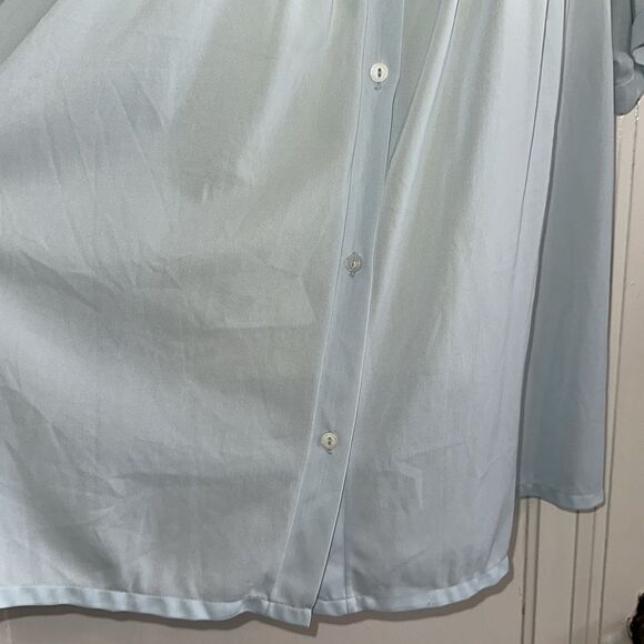 Vintage 50s/60s Artemis light blue short sleeve button front pajama top - Picture 3 of 8